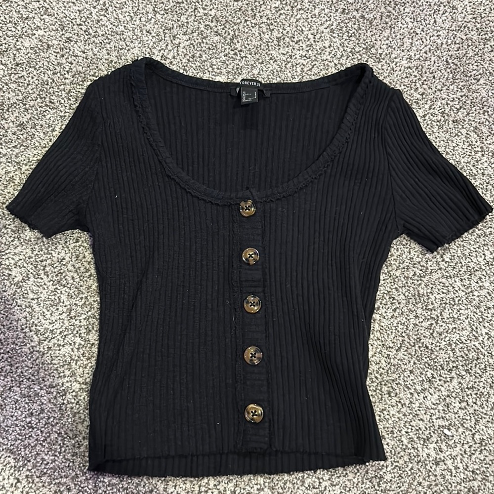 Black button up t-shirt